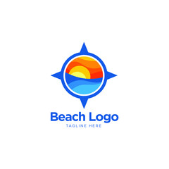 Wall Mural - Beach holiday travel logo,