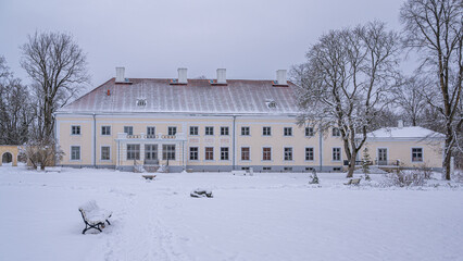 Poster - manor in winter time