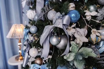 Wall Mural - Christmas tree in blue color