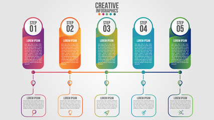 Wall Mural - infographic modern timeline design vector template for business with 5 steps or options illustrate a