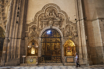 Seville, Andalusia, Spain, Europe. Interior of the Seville Catheral and La Giralda, UNESCO World Heritage Site.