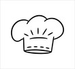 Uniform caps for kitchen staff in doodle style. Classic chef toque and baker hat. Vector hand drawn illustration on white background