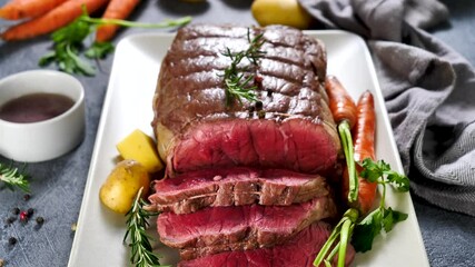 Canvas Print - roasted beef fillet and vegetable