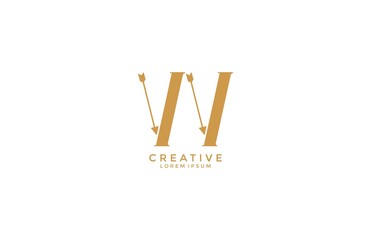 gold letter VV W linked arrow logogram vector