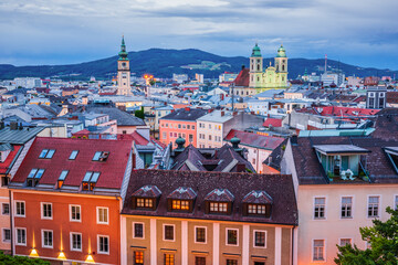 Linz, Austria. Panoramic view of the old town.