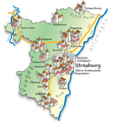 Sticker - 67 Carte du département du Bas-Rhin