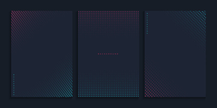 Minimal Abstract cover background with neon halftone circles