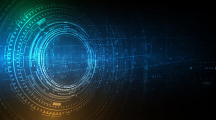 Poster - digital business, vector tech circle and technology background.
