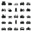 Air compressor pneumatic icons set. Simple set of air compressor pneumatic vector icons for web design on white background