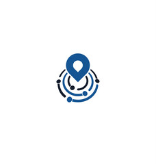 Fototapete - Search engine tech, flat style vector logo concept. Find companies, hiring, isolated icon on white background. Placemark icon for business and developing startup