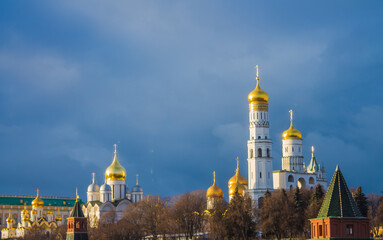 Wall Mural - Kremlin and Moskva river embankment in sunlight