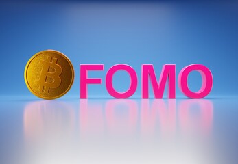 Poster - Bitcoin FOMO - Fear of missing the opportunity conceptual market psychology crypto banner