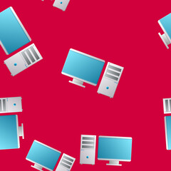 Poster - Old computer pattern seamless. Outdated PC ornament. obsolete technology texture. illustration