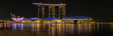 The Marina Bay Sands In Singapore At The Night Panorama