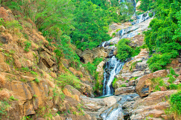 Wall Mural - Ravana Falls, Rawana Falls, Rawana Ella, Ravana Ella Wildlife Sanctuary, Badulla, Bandarawela, Sri Lanka, Asia