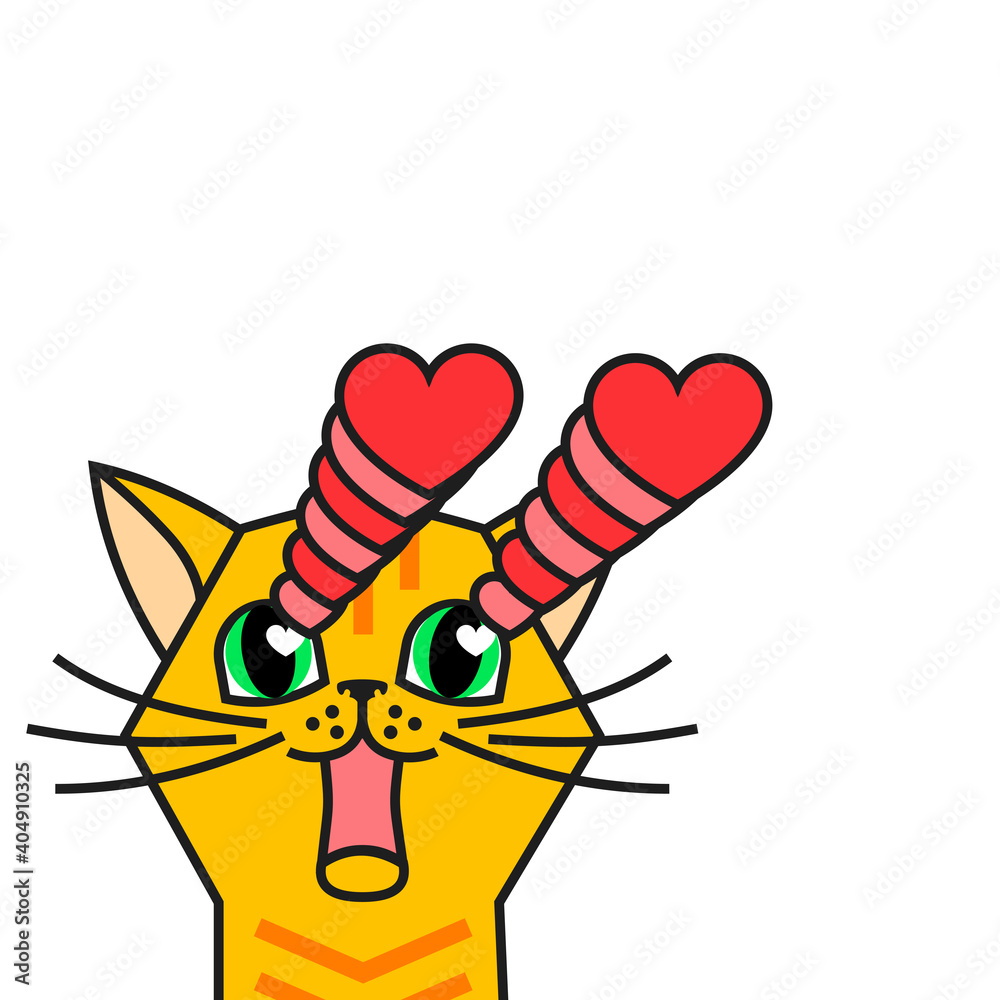 Cat in love meme sticker isolated on white Stock Vector | Adobe Stock