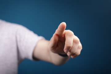 Poster - touching young man finger pointing touch