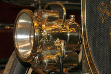 Brass Headlamp On A Vintage Car