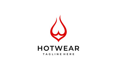 Poster - hot fire with underwear silhouette logo design template