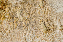 Stone Texture In Pamukkale Resort, Limestone Terrace Floor.