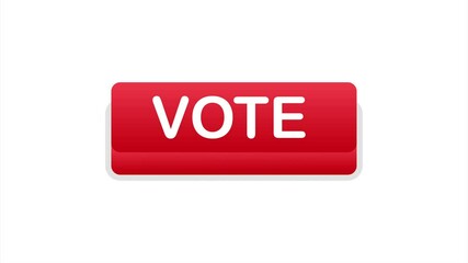 Poster - Vote button. Hand click icon. Finger click icon. stock illustration.
