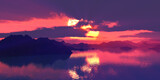 Fototapeta Na drzwi - above islands in sea sunset, illustration