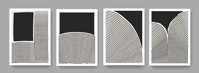 Poster - Set of Mid-century art posters. Abstract retro composition. Simple minimalistic illustration for Covers, Banners, Brochures and Postcards.