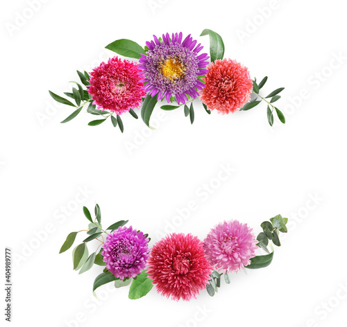 Obraz Dibond Wreaths made of beautiful flowers on white background