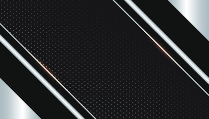 Poster - modern black luxury background with silver line and shiny golden light. abstract metallic black fram
