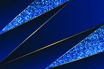 Poster - luxury navy blue background with glowing golden lines. abstract overlap layer design line pattern ba
