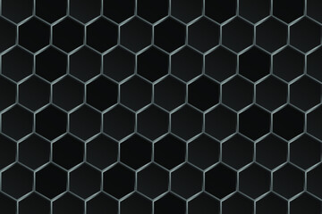 Poster - dark horizontal background with hexagons. hexagonal abstract metal background. premium abstract back