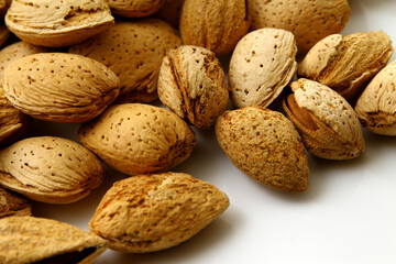 Shell raw almonds are delicious and healthy for snacking