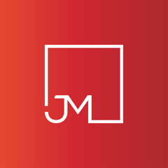 Creative initial letter JM square logo design concept vector