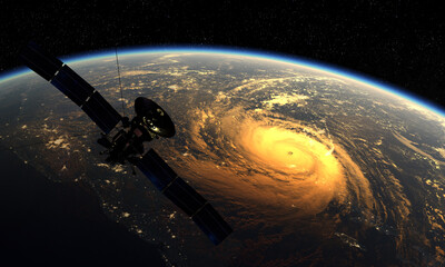 Wall Mural - meteorological satellite flying over a tropical cyclone