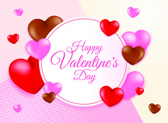 Poster - High Quality Love Background with 3D Hearts for your Saint Valentine´ s Day Design . Isolated Vector Elements