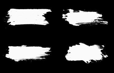 Poster - set white strokes of paint isolated on a black background. design brush