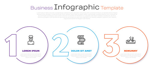 Wall Mural - Set line Nerd geek, Book and Gamepad. Business infographic template. Vector.