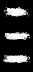 Poster - set three white strokes of paint isolated on a black background.