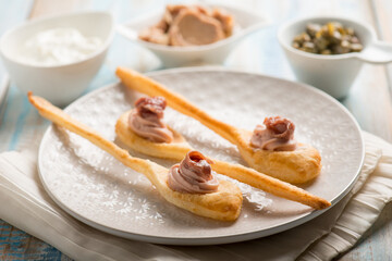 Poster - spoon canapes with tuna cream anchovies and capers