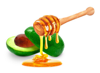 Sticker - dripping honey and avocado isolated on white