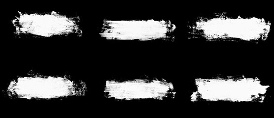 Poster - set six black strokes of paint isolated on a white background.
