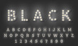 3d Light bulb alphabet. Dark style 3d retro typography typeface