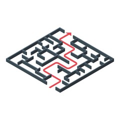 Poster - Maze solution icon. Isometric of maze solution vector icon for web design isolated on white background