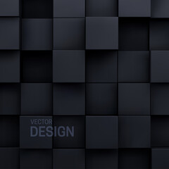 Poster - Geometric background of black cubic shapes.