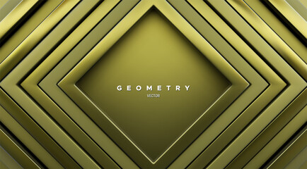 Poster - Abstract geometric background. Luxury olive color square frames.
