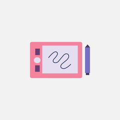 Poster - pen tablet and stylus tools gadget flat style icon vector illustration