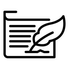 Poster - Diploma feather icon. Outline diploma feather vector icon for web design isolated on white background