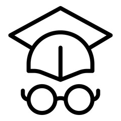 Poster - Degree cap and glasses icon. Outline degree cap and glasses vector icon for web design isolated on white background