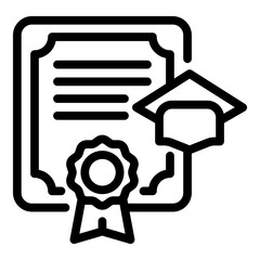 Poster - High degree diploma icon. Outline high degree diploma vector icon for web design isolated on white background