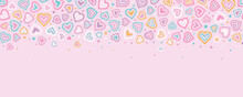 Fun Hand Drawn Doodle Hearts Seamless Pattern, Lovely Background, Great For Valentine's Day, Mother's Day, Wallpapers, Wrapping, Textiles, Banners - Vector Design